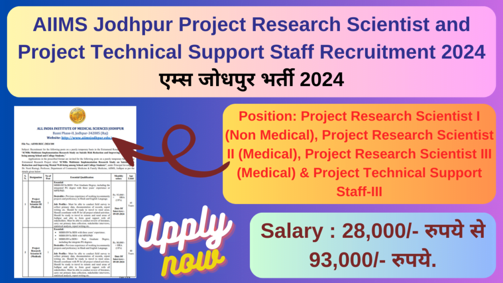 project research scientist and project technical support staff recruitment 2024