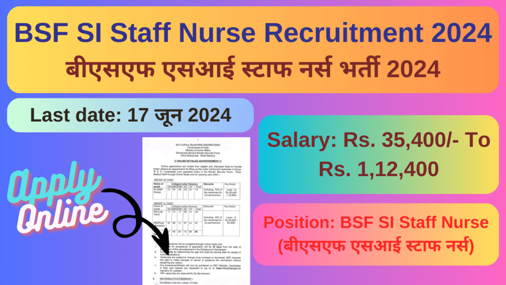 bsf si staff nurse recruitment 2024