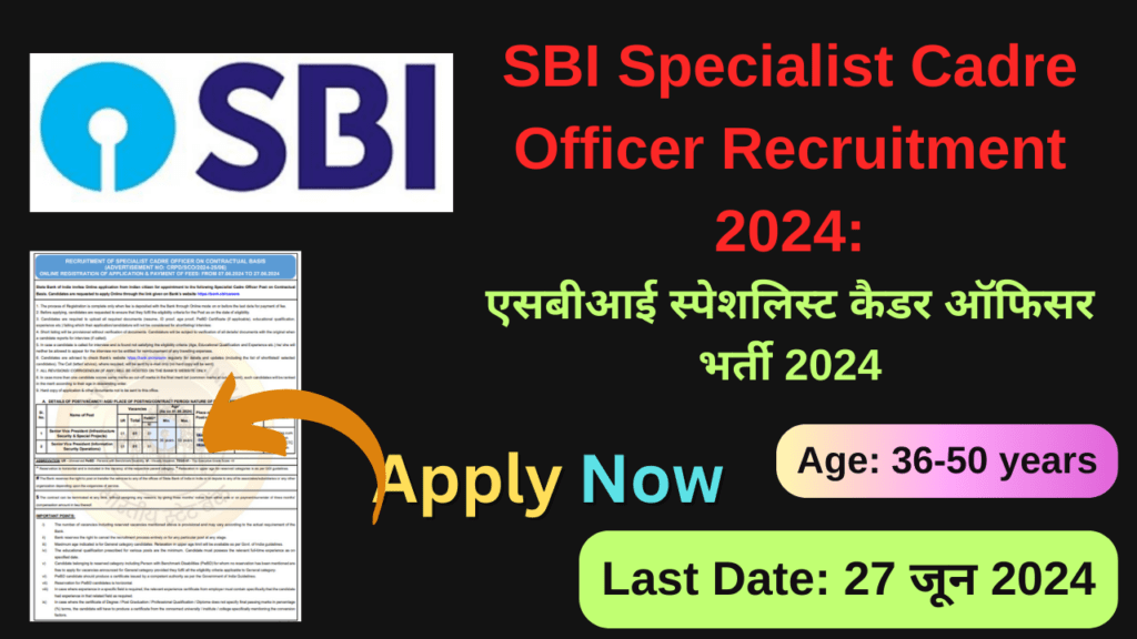 sbi specialist cadre officer recruitment 2024